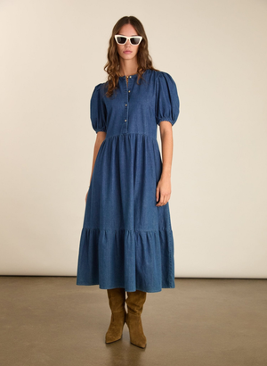 Clementina Denim Midi Dress - UK 12 | EU 38 | US 08 / Mid Indigo