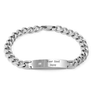 Beyond Stainless Steel Curb Chain CZ ID Bracelet