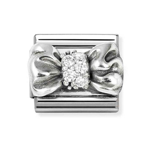 Classic Silver CZ 3D Bow Charm