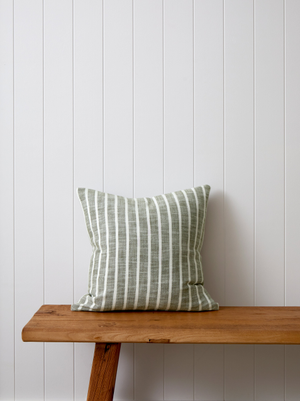 Anderson Square Cushion Cover in Olive Stripe