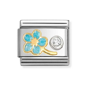 Classic Gold CZ Blue Myosotis Charm