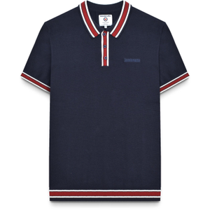 Lambretta Mens Tipped Knit Short Sleeve Polo Shirt - L / Navy