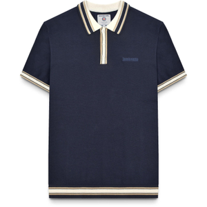 Lambretta Mens Baggio Tipped Knit Short Sleeve Polo Shirt - 4XL / Navy