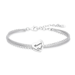 Signature Silver Mummy Heart Charm Chain Bracelet