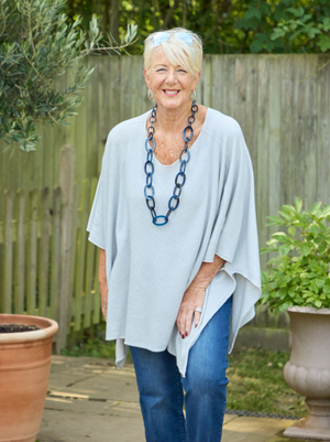 Adriana Knitted Poncho - Silver