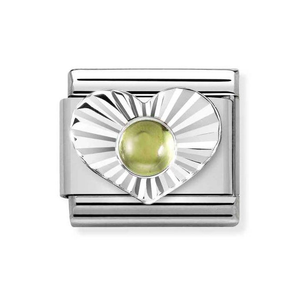 Classic Silver Faceted Heart Peridot Charm
