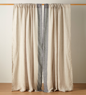 Natural Caitlyn 100% Linen Loop Top Curtain (Pair)