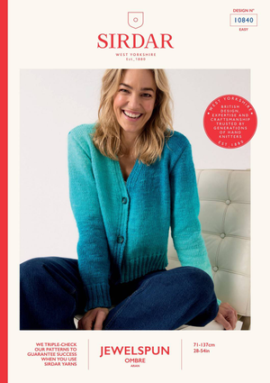 Cardigan in Sirdar Jewelspun Ombre Aran (10840)