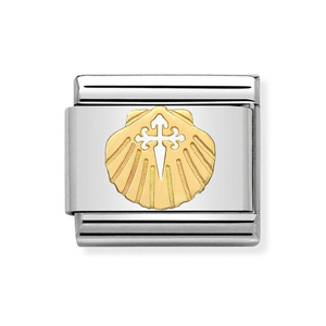Classic Gold Santiago Cross In Shell Charm