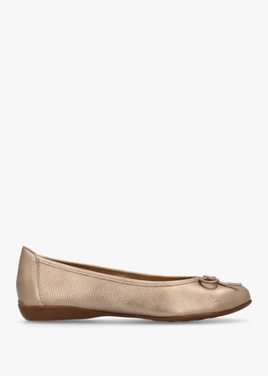 Gambi Gold Tumbled Leather Ballet Pumps