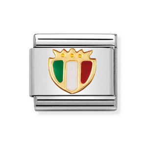 Classic Gold & Enamel Italy Shield Charm