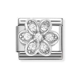Classic Silver CZ Daisy Charm
