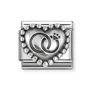 Classic Silver Wedding Rings Dotted Heart Charm