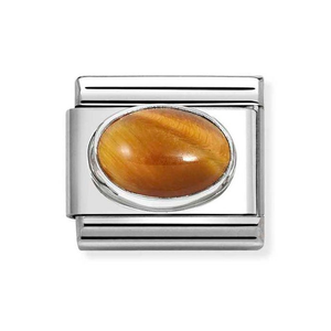 Classic Silver Oval Tiger's Eye Charm