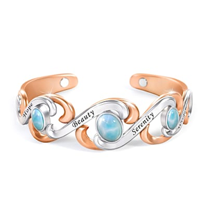 2-Carat Larimar & Solid Copper Waves Of Wellness Bracelet