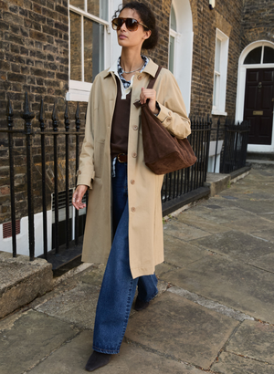Hazel Organic Cotton Mac Coat - 14 (UK Size 14) / Sand