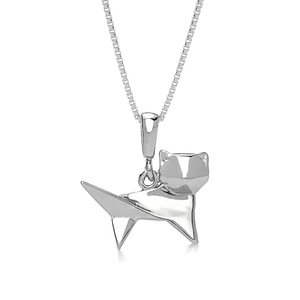 Silver Origami Kitty Necklace