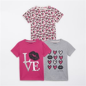 Threadgirls Girls Three Pack Love T-Shirts Multi