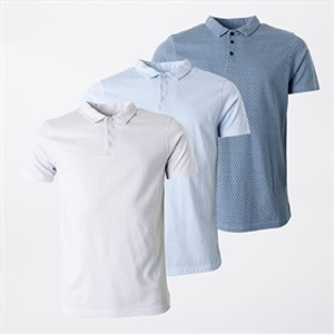 Onfire Mens Geo Print Three Pack Polo Shirts Multi