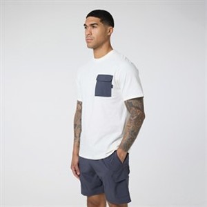 Closure London Mens Contrast Pocket T-Shirt And Shorts Set Off White/Charcoal