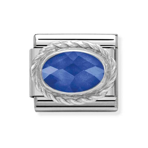 Classic Silver Blue Faceted CZ Charm