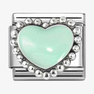 Nomination Stainless Steel & Silver Green Dotted Heart Charm 330204/35
