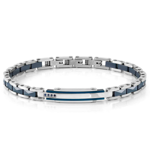 Strong Stainless Steel Ceramic Pyramid Blue Sapphire Bracelet
