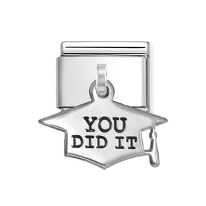 Classic Silver You Did It Graduation Pendant Charm