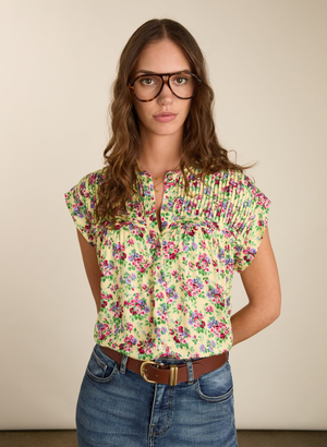 Gia Satin Cap Sleeve Blouse - UK 16 | EU 42 | US 12 / Butter Floral