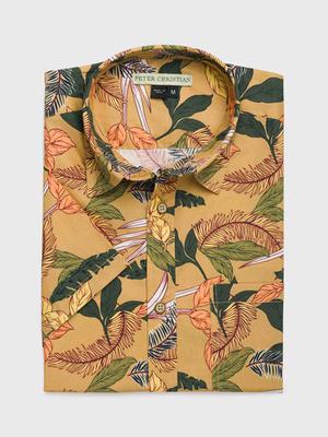 Gold Floral Hawaiian Shirt