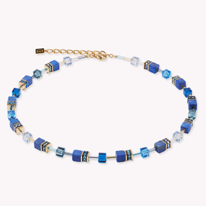 DELUXE GEOCUBE Necklace Gold Plated Blue Lapis Lazuli