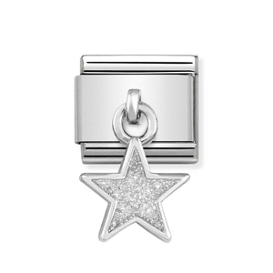 Classic Silver Glitter Star Pendant Charm