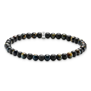 Silver Obsidian & Tiger Eye 5mm Bead Talisman Bracelet