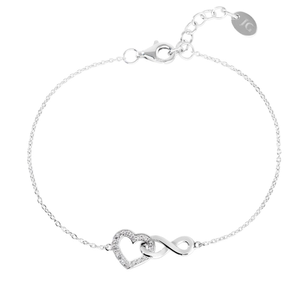 Signature Silver CZ Heart & Infinity Bracelet