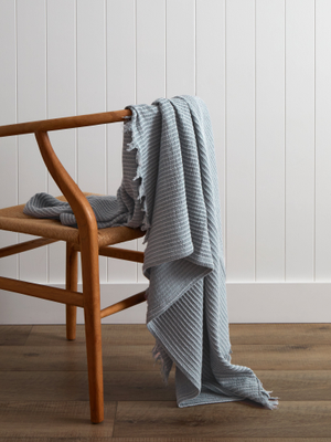 Athens Waffle Throw in Blue White
