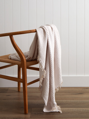 Athens Waffle Throw in White Natural