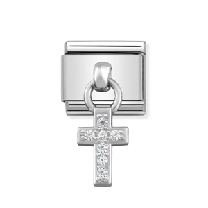 Classic Sparkling Silver Cross Pendant Charm