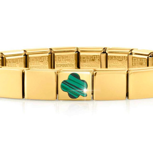 GLAM Gold Malachite Lucky Clover Bracelet