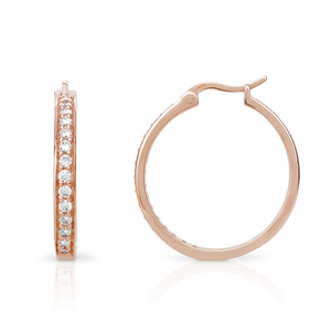 Signature Rose Gold Plated Silver CZ Heavyweight Hoop Earrings