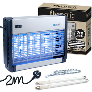 Flymatic Electric UV Fly Killer with 2 Spare Bulbs 16w-40w