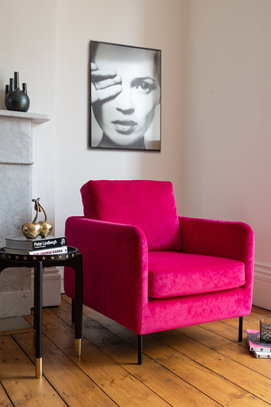 The Edie In Luxe Needlecord Velvet Harry's Pink Armchair