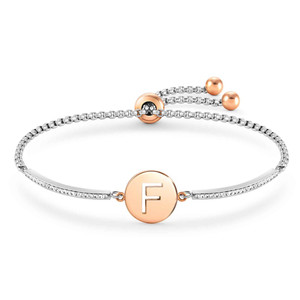 Milleluci Rose Gold Plated Stainless Steel Letter F Bracelet