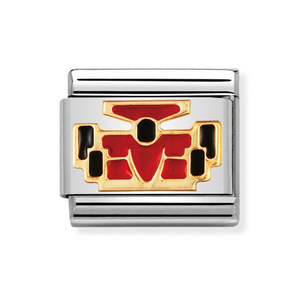 Classic Gold & Red Enamel Race Car Charm