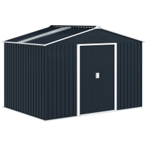 Outsunny Metal Tool Shed with Sliding Doors and Ventilation Windows, 277 x 195 x 192 cm, Dark Gray