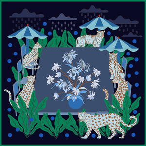 Double Sided Silk Scarf Of Night Banquet