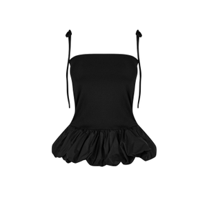 Alexa Black Puffball Ruffle Top (S)