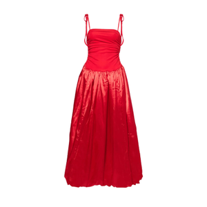 Alexa Red Satin Puffball Dress (L)