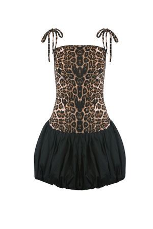 Alexa Leopard Print Puffball Ultra Mini Dress (M)