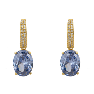 Alexandra Oval Drop Earrings Gold Tanzanite