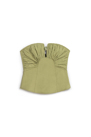 Almond-Accented Strapless Crop Top (XL)